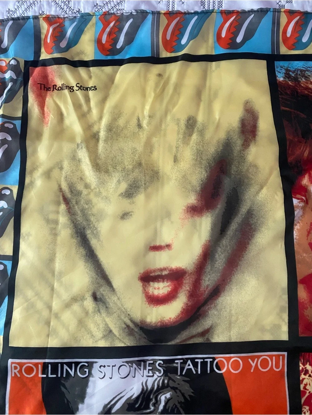 Vintage Rolling Stones Scarf/Wall Tapestry Album Record Covers Rock & Roll